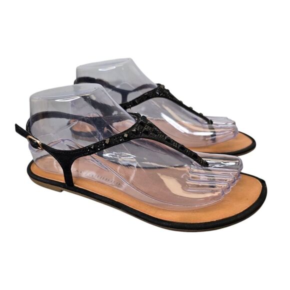 Chinese Laundry Women's 7 Studded Black Thong Buckle Sandals - Picture 1 of 14